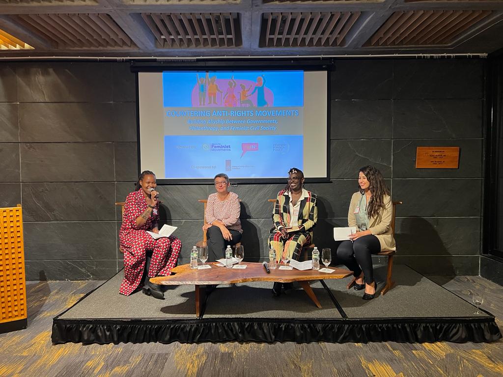 From the left: Happy Mwende Kinyili moderating the discussion with Raquel Lagunas,  Wanja Nngure and Linda Weisert.