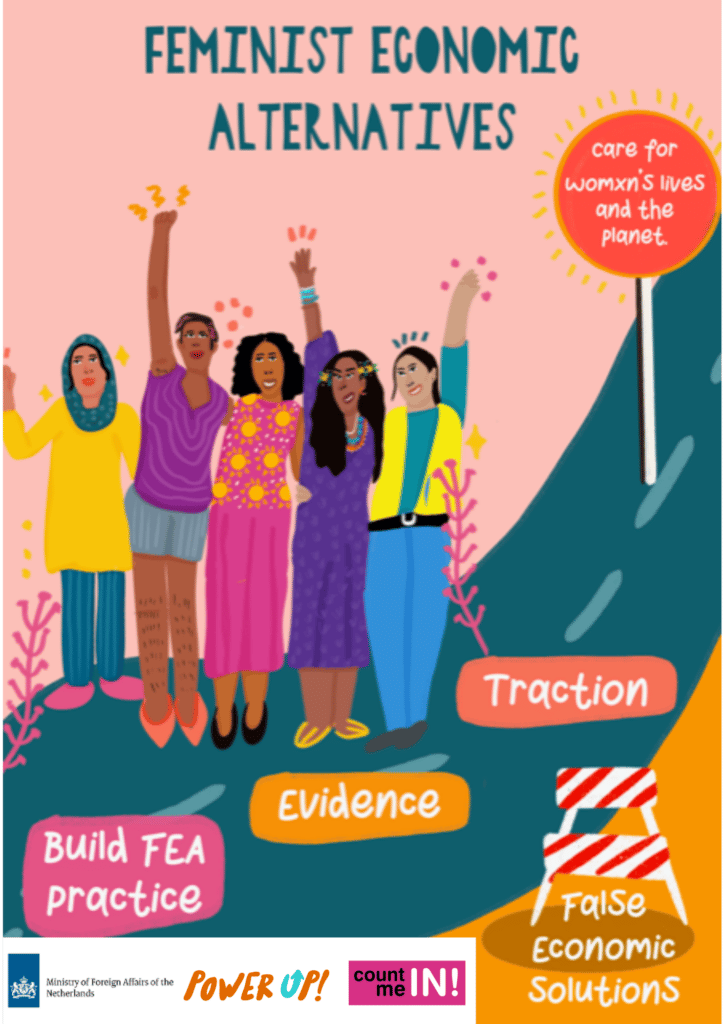 Feminist Economic Alternatives illustration based on an event co-organised with Power Up! consortium