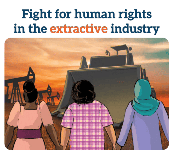 Text: fight for human rights in the extractive industry